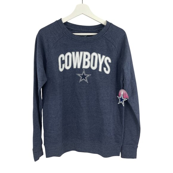 Cowboys Her Style NWT Women's Crewneck Sweatshirt M  Cotton Blend Blue Relaxed F - Picture 5 of 5
